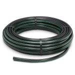 لفة أنابيب HDPE ضغط 15.7 بار PE 63، قطر خارجي 16 مم SDR 6 أسود مع خط أخضر