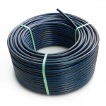 لفة أنابيب HDPE ضغط  15.6 بار [PE 100] قطر خارجي 16 مم  SDR 9  لون اسود مع خط ازرق | مصنع المنى