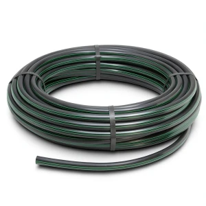 لفة أنابيب بلاستيك HDPE ضغط 15.7 بار PE 63 قطر خارجي 32 مم SDR 6 أسود مع خطوط خضراء