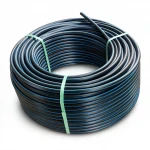 لفة أنابيب بولي ايثيلين عالي الكثافة ضغط  15.6 بار [PE 100] قطر خارجي 90 مم  SDR 9  لون اسود مع خط ازرق | مصنع المنى