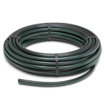 HDPE Plastic Coil Pipe PN 15.7 Bar PE 63, 140 mm Diameter SDR 6 Black with Green Stripes