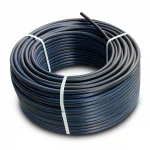 HDPE Plastic Coil Pipe  Nominal Pressure 19.2 Bar [PE 100] OD 110 mm  SDR 7.4  Color Black with Blue Stripes | Almona Factory