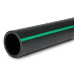HDPE Polyethylene Pipe Nominal Pressure 3.9 Bar PE 63 OD 180 mm SDR 21 Black with Green Stripes