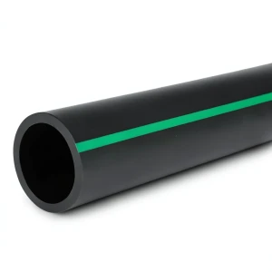 مواسير HDPE ضغط 3.9 بار PE 63 قطر خارجي 180 مم SDR 21 لون أسود مع خط أخضر