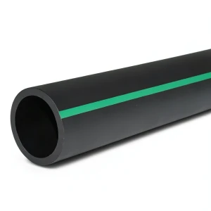 HDPE Polyethylene Pipe PN 3.9 Bar PE 63, 280 mm SDR 21 Black with Green Stripes