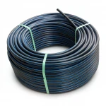 HDPE Plastic Coil Pipe  PN 19.2 Bar [PE 100] OD 25 mm  SDR 7.4  Color Black with Blue Stripes | Almona Factory