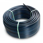 HDPE Plastic Coil Pipe  PN 19.2 Bar [PE 100] Outside Diameter 40 mm  SDR 7.4  Color Black with Blue Stripes | Almona Factory