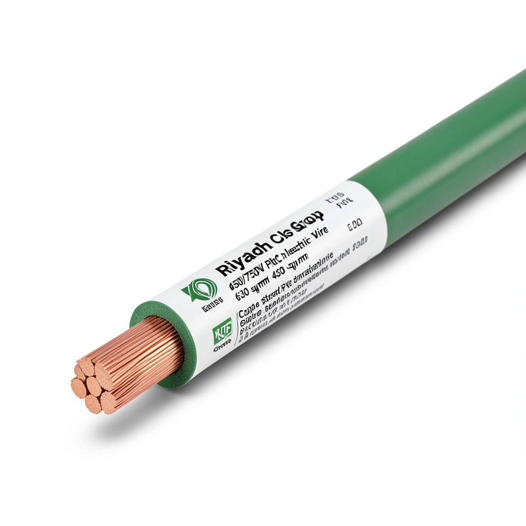 لفة سلك مجدول نحاس 630 ملي 450/750 فولت، عزل PVC لون أخضر | مجموعة كابلات الرياض