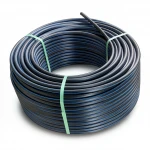 HDPE Plastic Coil Pipe  Nominal Pressure 19.2 Bar [PE 100] OD 63 mm  SDR 7.4  Color Black with Blue Stripes | Almona Factory