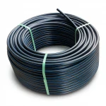 HDPE Plastic Coil Pipe  Nominal Pressure 19.2 Bar [PE 100] OD 160 mm  SDR 7.4  Color Black with Blue Stripes | Almona Factory