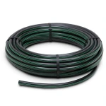 HDPE Plastic Coil Pipe PN 15.7 Bar PE 63, 140 mm Diameter SDR 6 Black with Green Stripes