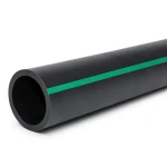 HDPE Polyethylene Pipe PN 3.9 Bar PE 63 OD 225 mm SDR 21 Black with Green Stripes