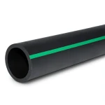 HDPE Polyethylene Pipe PN 3.9 Bar PE 63 OD 400 mm SDR 21 Black with Green Stripes