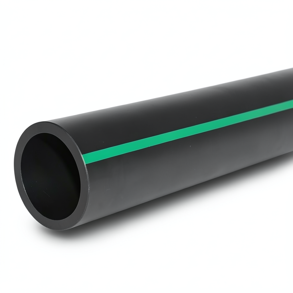 HDPE Polyethylene Pipe Nominal Pressure 3.9 Bar PE 63 OD 315 mm SDR 21 Black with Green Stripes