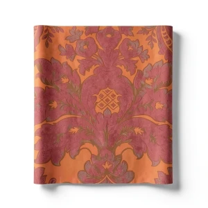 Italian Wallpaper Classic Design 10m x 1.06m Orange with Red, Model 700014