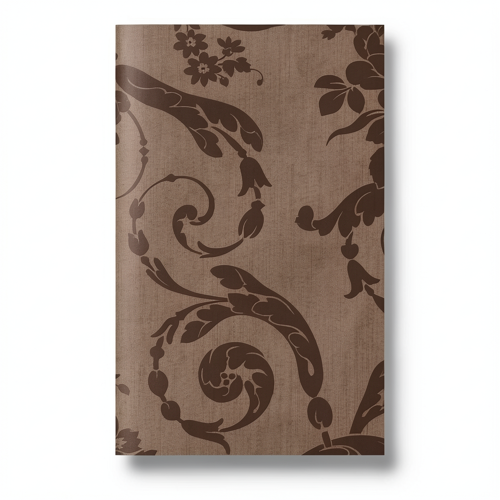Italian Wallpaper Floral Design Brown Color, Size 10mx0.73m, Model 305007