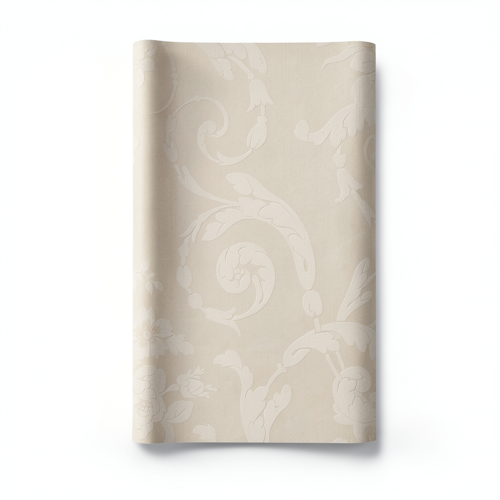 Italian Wallpaper Beige Color Floral Design, Size 10m x 0.73m, Model 305010