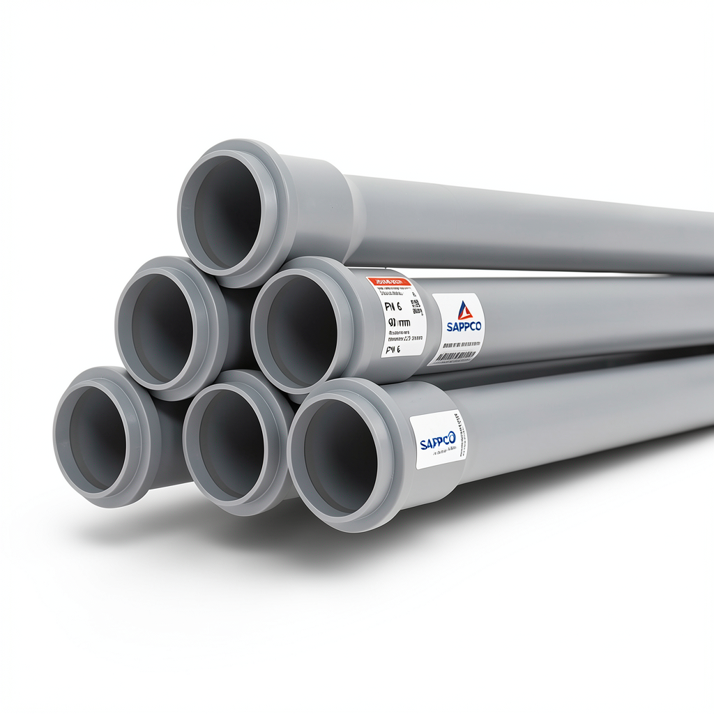 UPVC Pipes PN 6 Bar Size 90 mm Thickness 2.7 mm Gray Color | SAPPCO