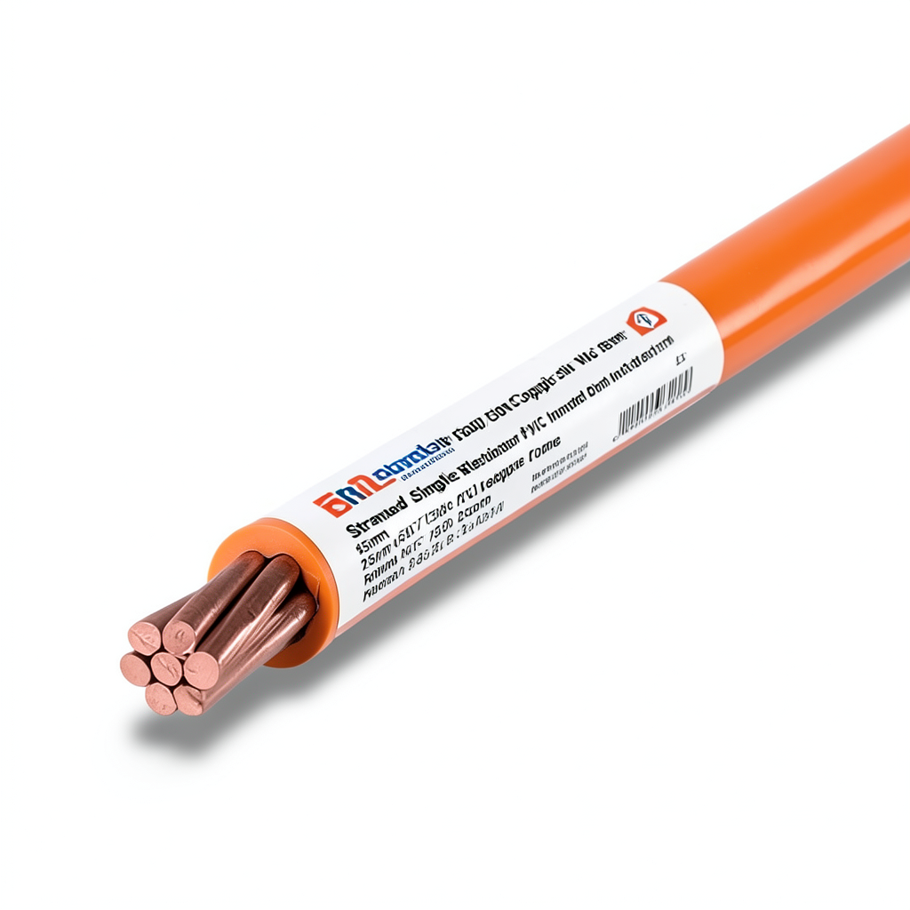 لفة سلك كهرباء مفرد مجدول 25mm 450/750 فولت موصل نحاس عزل PVC لون برتقالي | مجموعة كابلات الرياض