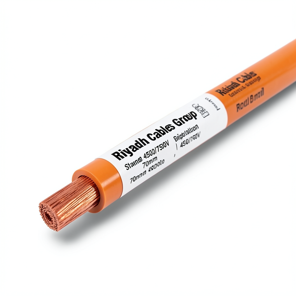 سلك مفرد مجدول 70mm 450/750 فولت موصل نحاس معزول PVC لون برتقالي | مجموعة كابلات الرياض