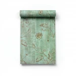 Floral wall covering green color, length 10m, width 1.06m, model 44438