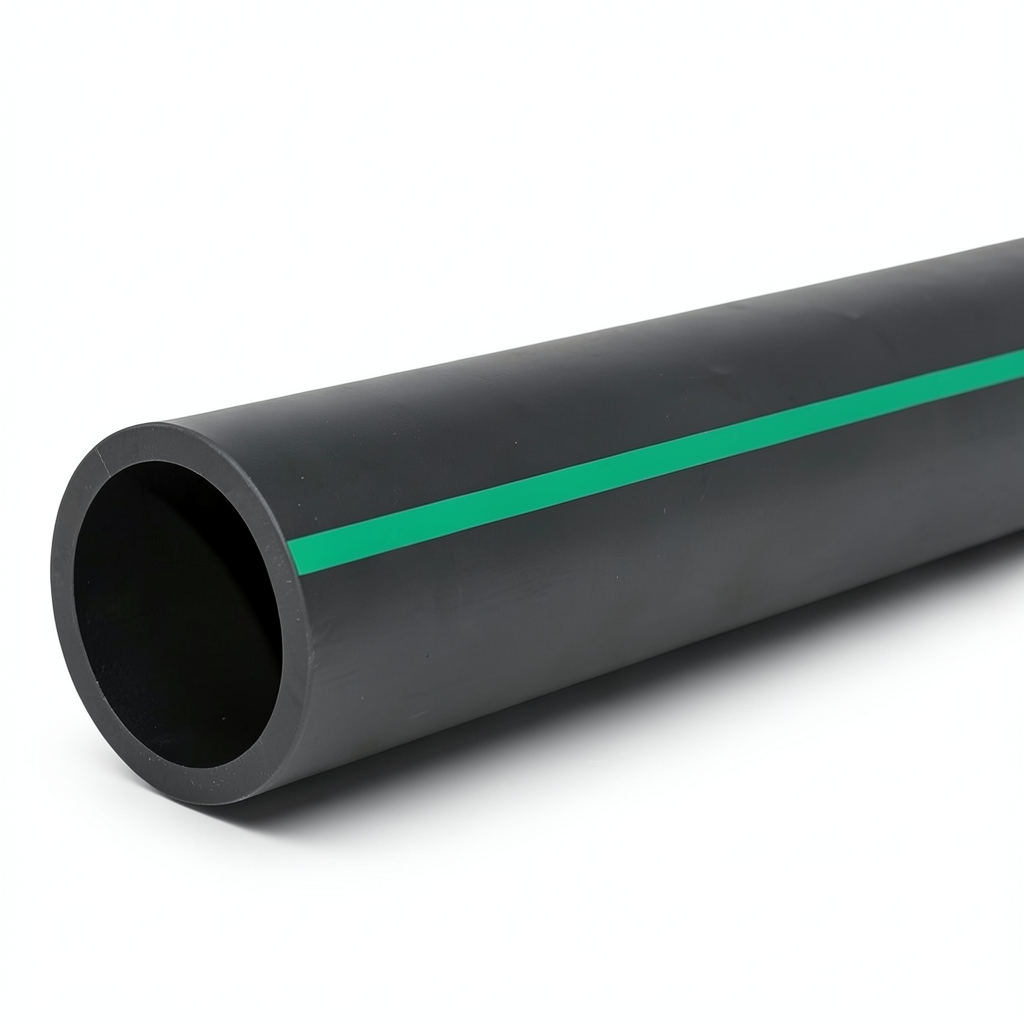 HDPE Polyethylene Pipe Nominal Pressure 6.2 Bar PE 63 OD 280 mm SDR 13.6 Black with Green Stripes