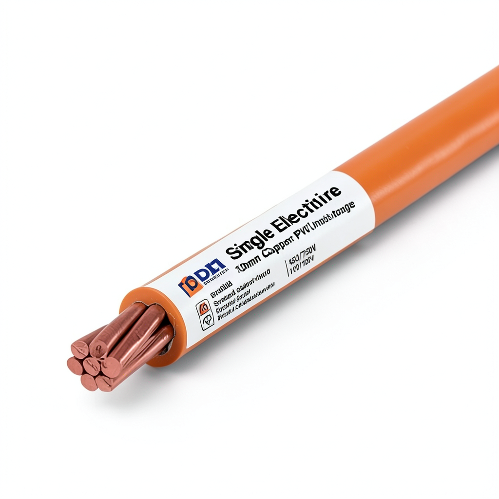 لفة سلك مفرد مجدول 10mm 450/750V موصل نحاس عزل PVC لون برتقالي | مجموعة كابلات الرياض