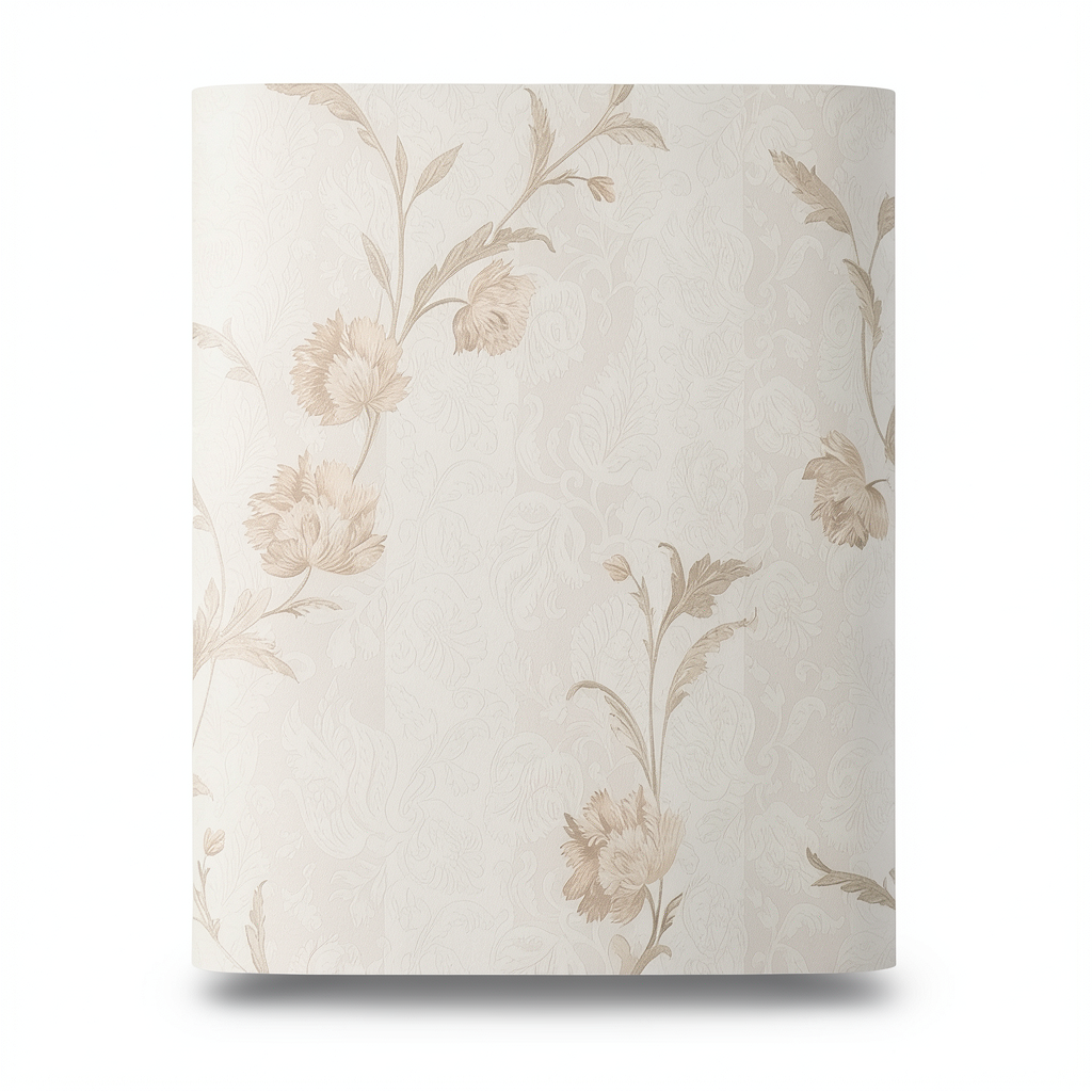 Italian Floral Wallpaper 10m x 1.06m Pale Beige, Model 5444
