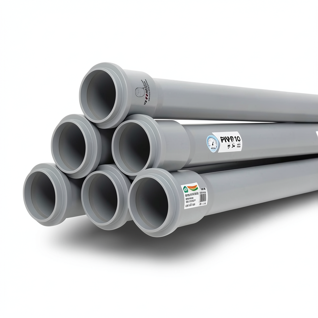 UPVC Pipes PN 10 Bar Size 50 mm Thickness 2.4 mm Gray Color | SAPPCO
