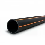 أنابيب HDPE ضغط  6 بار [PE 100] قطر خارجي 200 مم سمك 11.4 مم لون اسود مع خط برتقالي | مصنع المنى