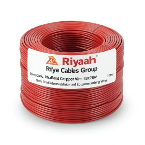 سلك الرياض 10 مم2 نحاس مجدول 450/750 فولت عزل PVC أحمر، طول اللفة 100 متر | مجموعة كابلات الرياض