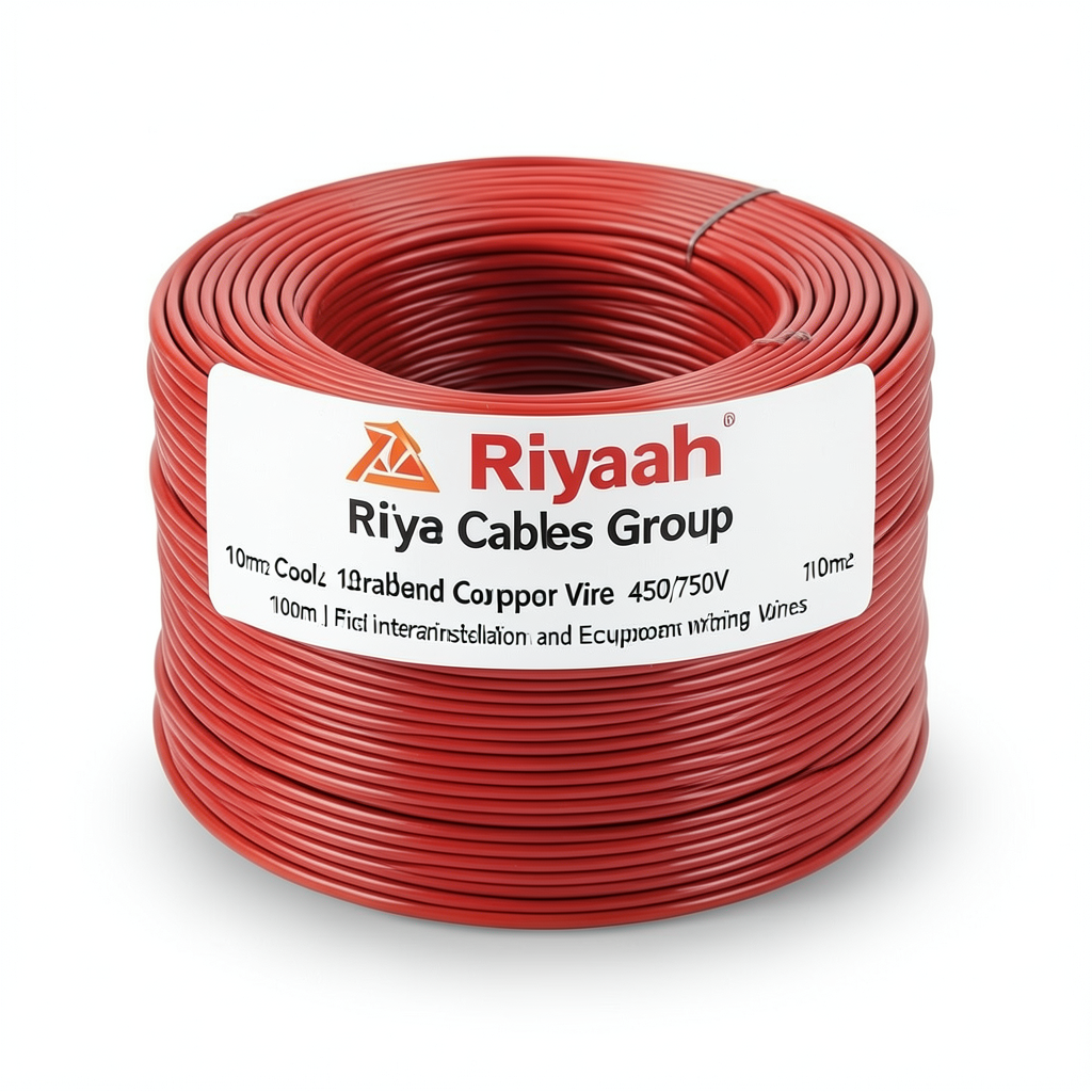 Riyadh 10mm2 Stranded Copper Wire 450/750V PVC Insulation Red, 100m Coil | Riyadh Cables Group