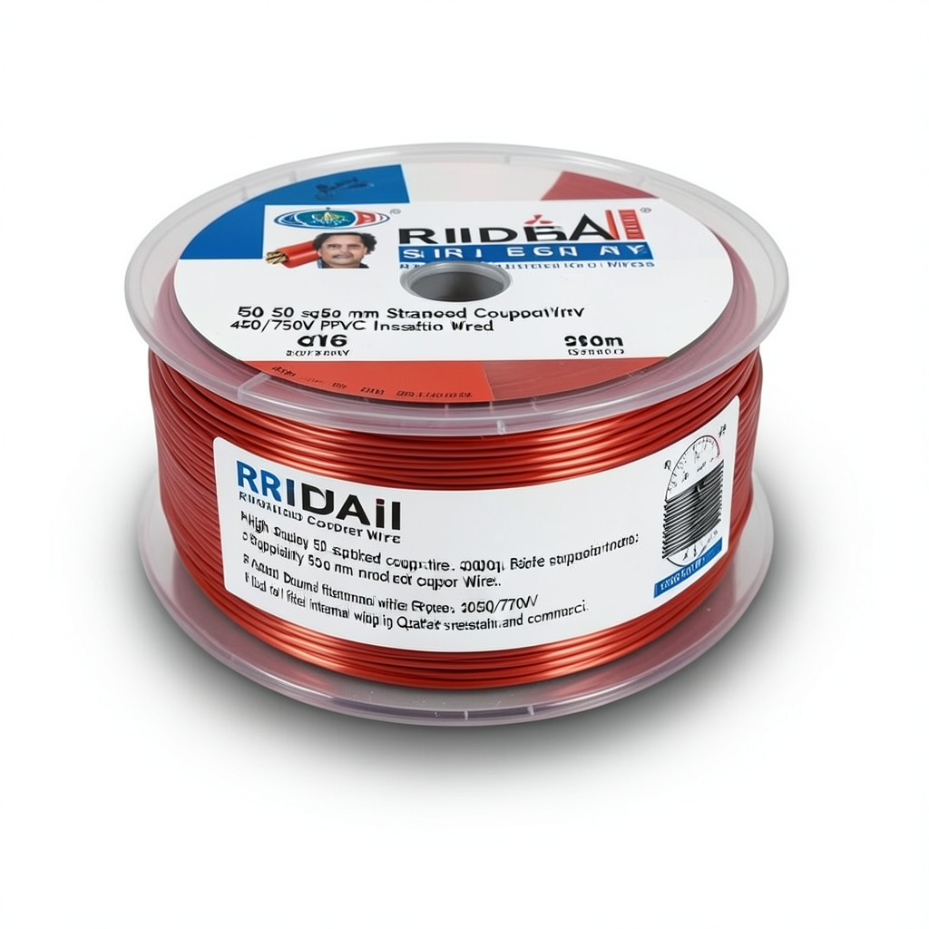 Riyadh 50 sq mm Stranded Copper Wire 450/750V PVC Insulation Red, 3000m Drum | Riyadh Cables Group