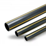 HDPE Pipe  PN 4.8 Bar [PE 80] OD 200 mm Thickness 11.4 mm Color Black with Yellow Stripes | Almona Factory