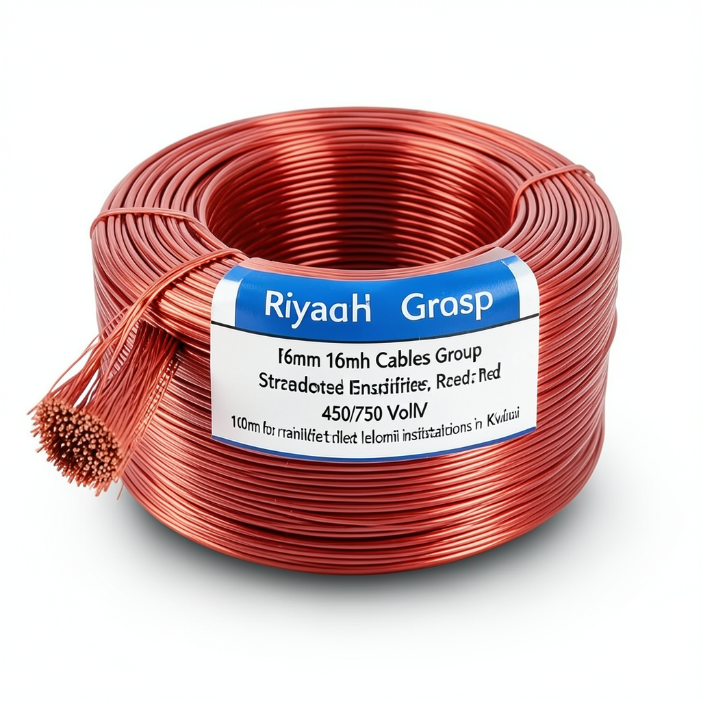 Riyadh 16mm Electric Wire 450/750 Volts, Stranded Copper PVC Insulated, Red, 100m | Riyadh Cables Group
