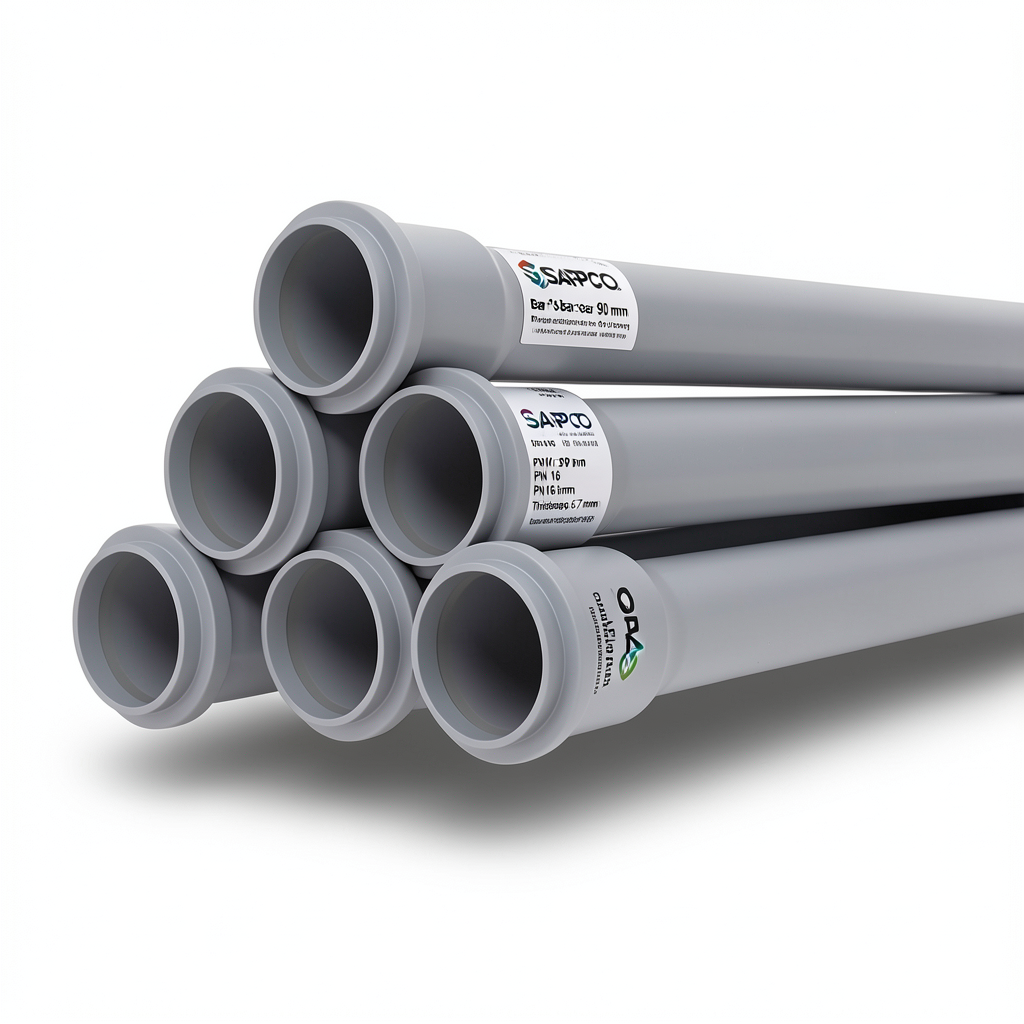 UPVC Pipes PN 16 Bar Size 90 mm Thickness 6.7 mm Gray Color | SAPPCO