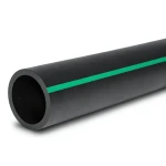 مواسير بلاستيك بولي ايثيلين عالي الكثافة ضغط 9.8 بار PE 63 قطر خارجي 250 مم SDR 9 أسود مع خطوط خضراء