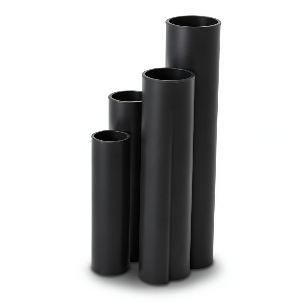 مواسير HDPE نسبة الأبعاد القياسية 21 قطر خارجي 200 مم سمك 9.6 مم أسود