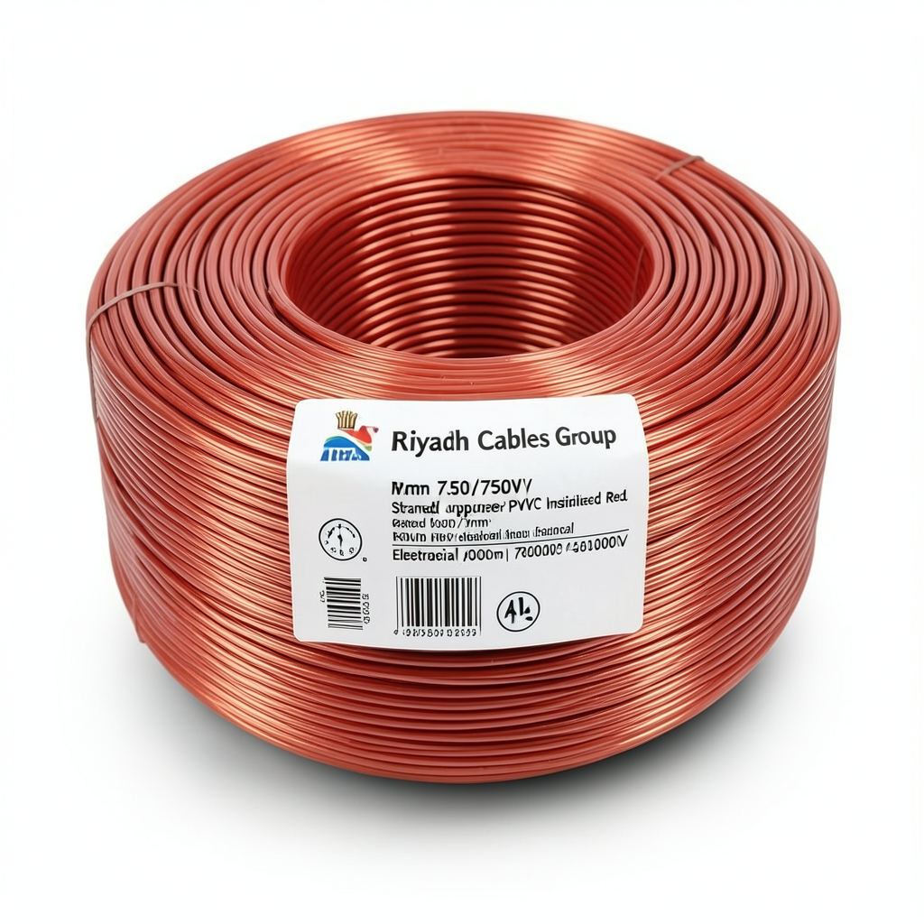 Riyadh 70mm Electrical Wire 450/750V, Stranded Copper PVC Insulated, Red, 3000m | Riyadh Cables Group