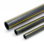 أنابيب بلاستيك HDPE ضغط  4.8 بار [PE 80] قطر خارجي 180 مم سماكة 10.3 مم لون اسود مع خط اصفر | مصنع المنى
