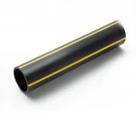 مواسير HDPE ضغط  4.8 بار [PE 80] قطر خارجي 200 مم سمك 11.4 مم لون اسود مع خط اصفر | مصنع المنى