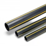 أنابيب HDPE ضغط  4.8 بار [PE 80] قطر خارجي 280 مم سمك 15.9 مم لون اسود مع خط اصفر | مصنع المنى