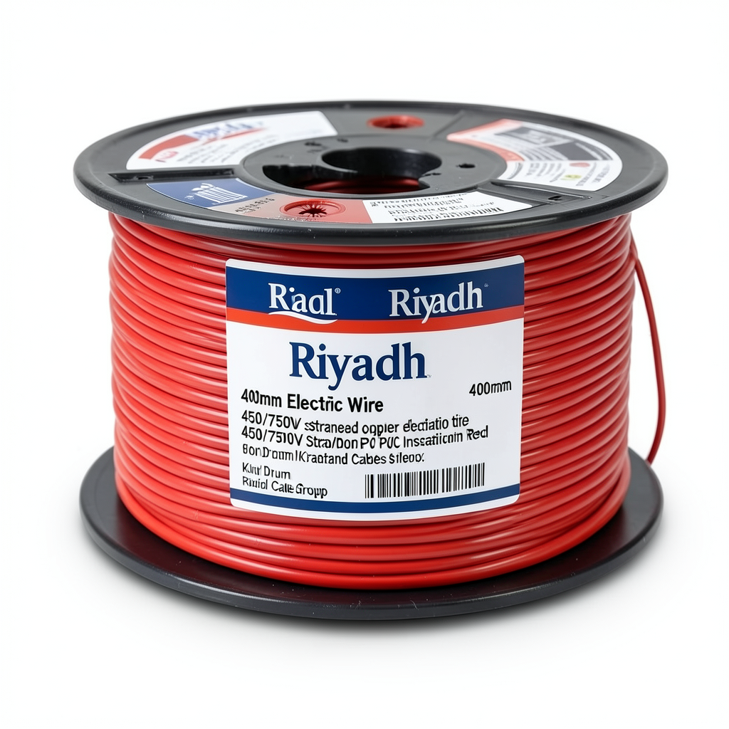 Riyadh 400mm Electric Wire 450/750V Stranded Copper PVC Insulation Red 500m Drum | Riyadh Cables Group