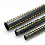 أنابيب بلاستيك HDPE ضغط  8 بار [PE 80] قطر خارجي 500 مم سمك 45.5 مم لون اسود مع خط اصفر | مصنع المنى