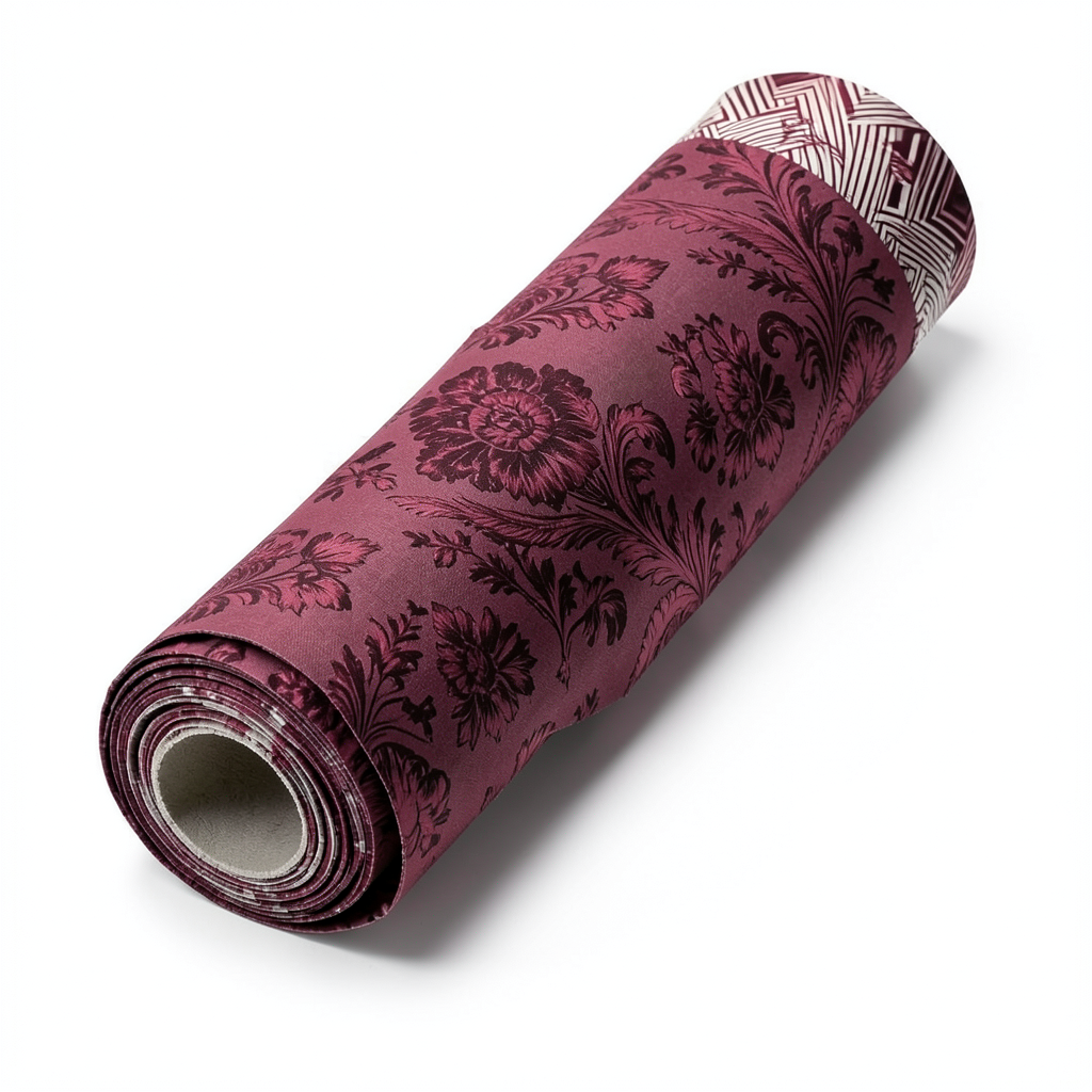 Italian Wallpaper Patterned Design 10mx0.70m Dark Red Color