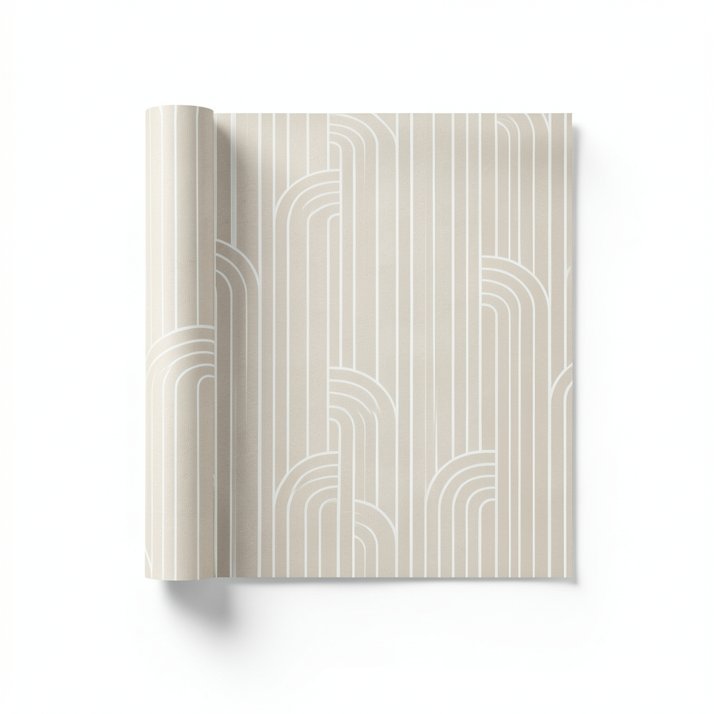 Italian Geometric Wallpaper 10m x 0.70m Beige, Model Z76034