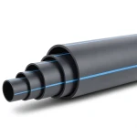 أنابيب بلاستيك HDPE ضغط 3.2 بار PE 100 قطر خارجي 280 مم SDR 41 أسود مع خطوط زرقاء