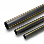 أنابيب بلاستيك HDPE ضغط  4.8 بار [PE 80] قطر خارجي 630 مم سماكة 35.8 مم لون اسود مع خط اصفر | مصنع المنى