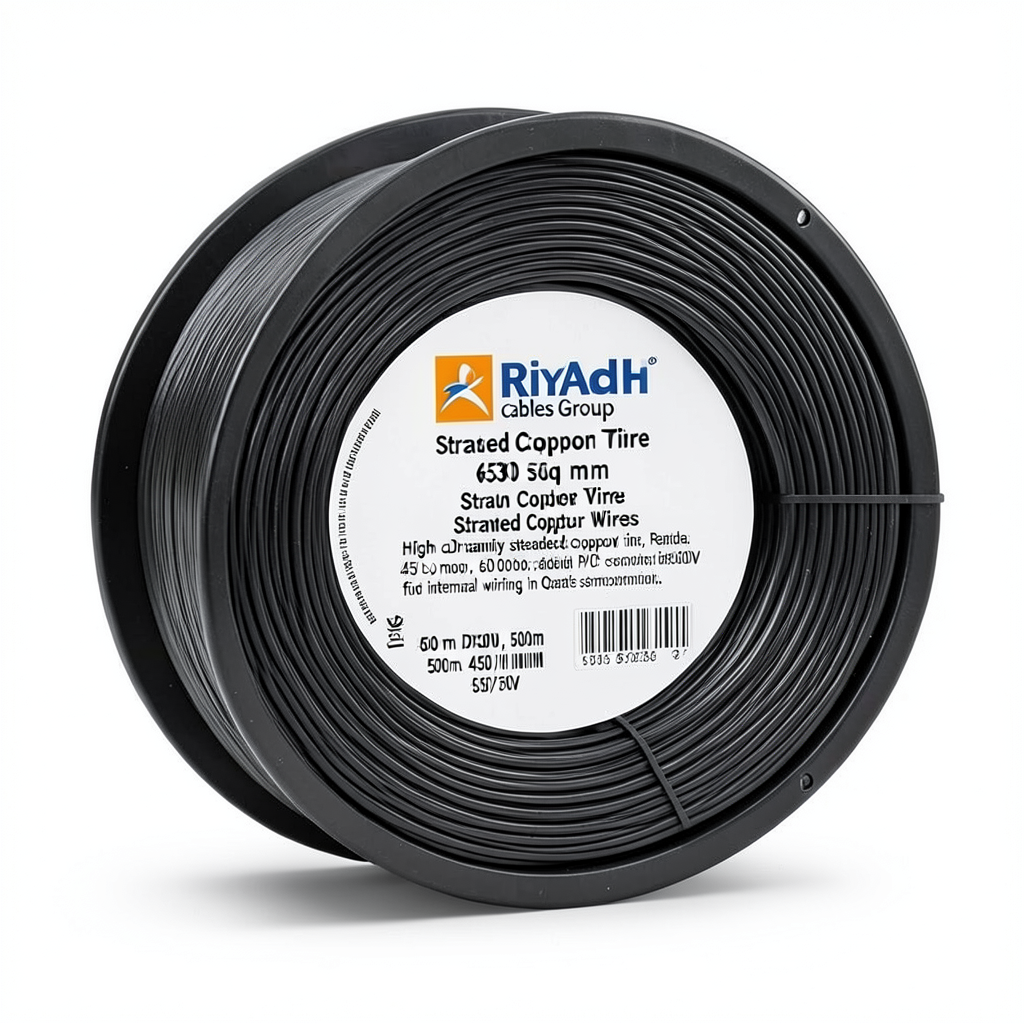 سلك نحاس مجدول 630 ملي 450/750 فولت، لون اسود، طول البكرة 500 متر | مجموعة كابلات الرياض