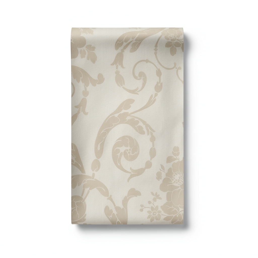 Italian Wallpaper Floral Design Beige Color, Size 10m x 0.73m, Model 305011
